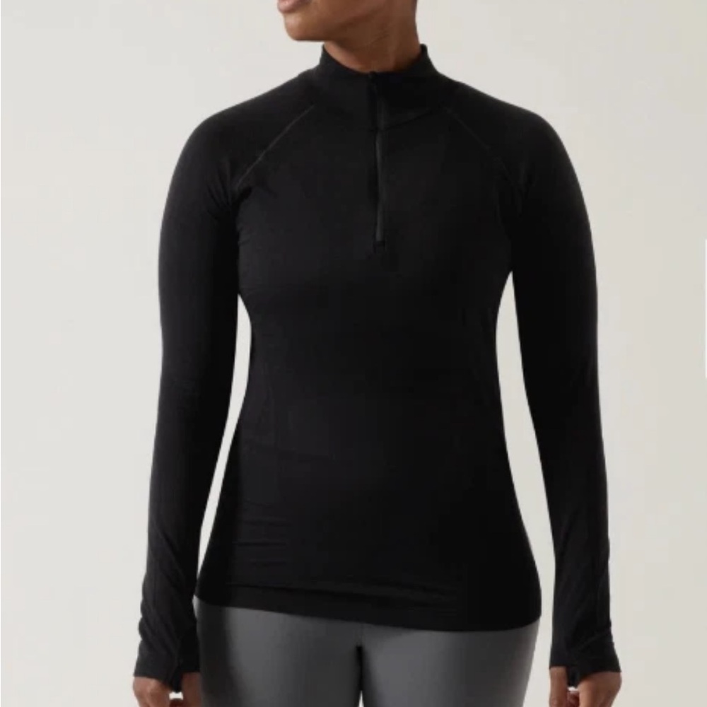 Athleta Momentum Seamless Half Zip Pullover Black Size S New With Tags 981529